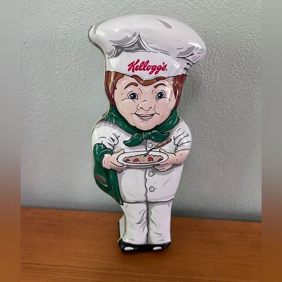 Kellogg's Cereal Metal Tin shaped like a chef holding bowl of cereal 1999 - Picture 1 of 5